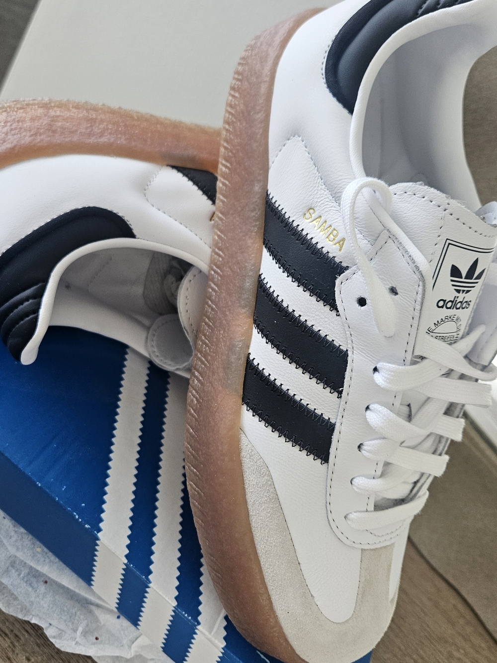 Adidas Samba Classic White with Black Stripes and Gum Sole